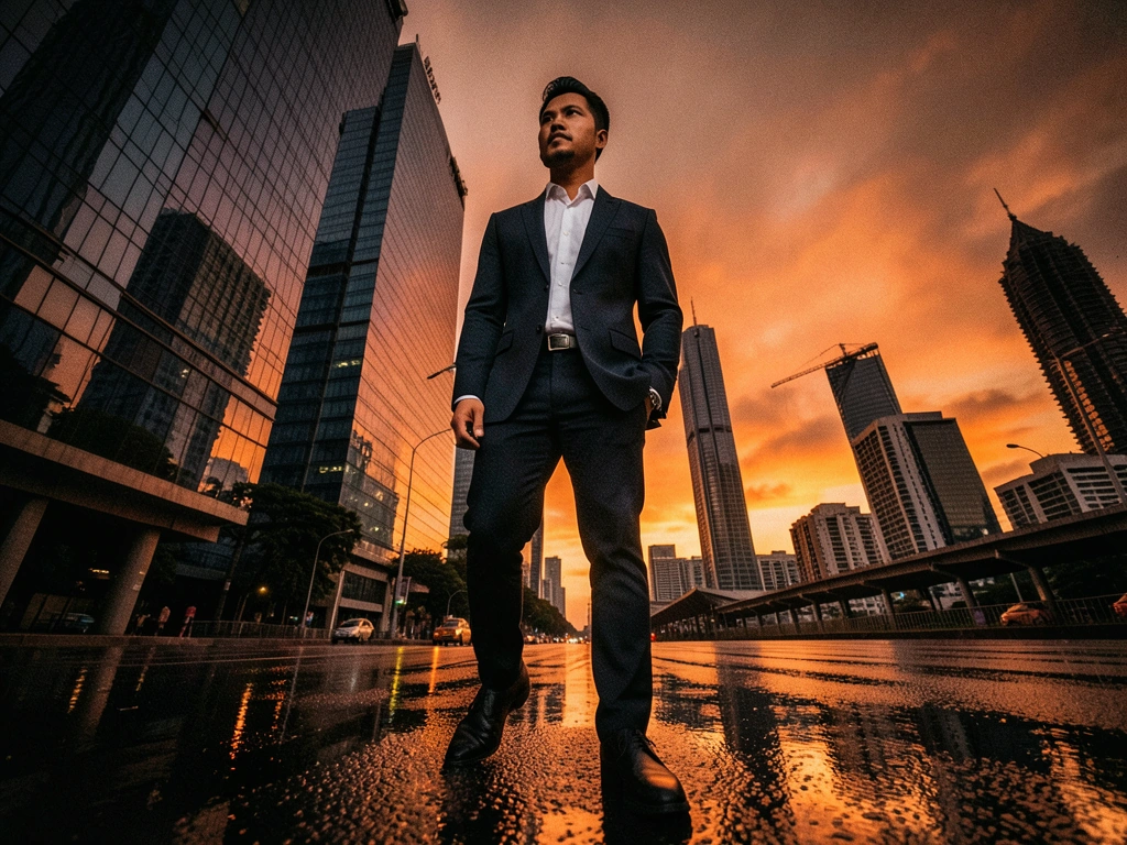 Jakarta dusk skyline emphasizing professional ambition